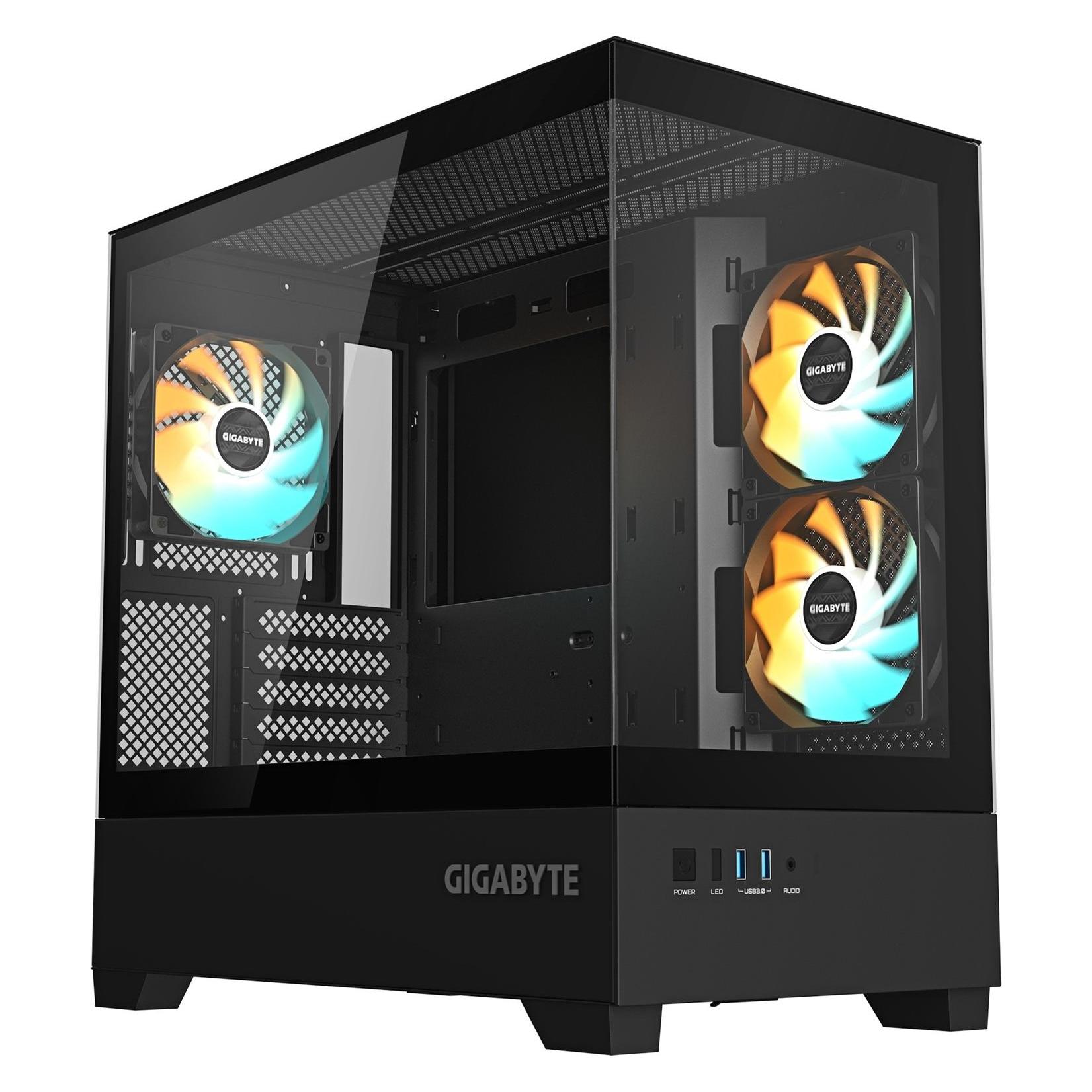 Gigabyte case GB-C201P - Mid tower - 2xUSB 3.0 - 3x 120mm ARGB Fan - black (mATX, Mini-ITX) (GB-C201P)
