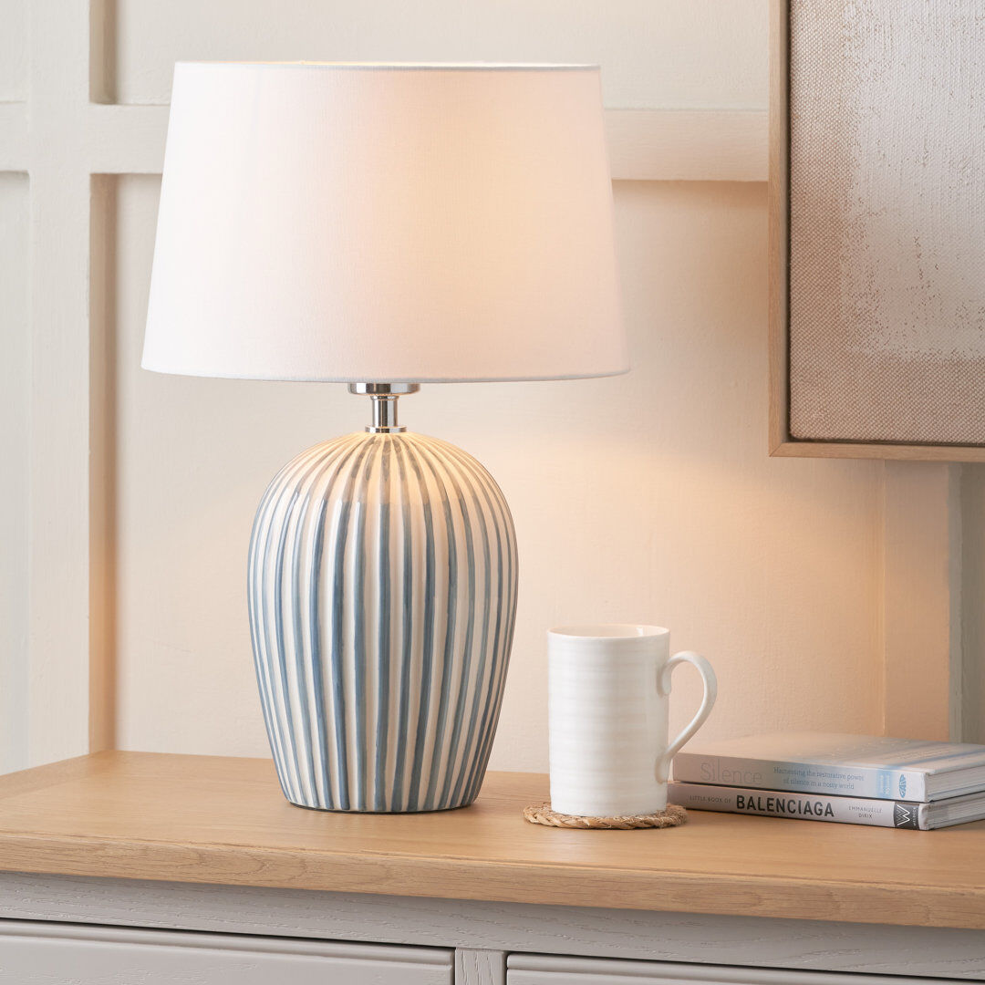 House of Hampton Ceramic Table Lamp Blue/White 45cm H X 30cm W X 30cm D