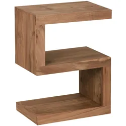 BEISTELLTISCH Massivholz S-Form Handgefertigt, Beige 44x30x60 cm