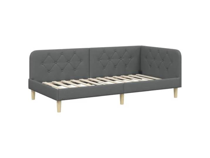 PUGYNBK Eckbettgestell Dunkelgrau, 90 x 190 cm, Stoff Wendbare Armlehnen, platzsparendes L-Design, Umwandlung für Schlafsofa, weiches Polyester