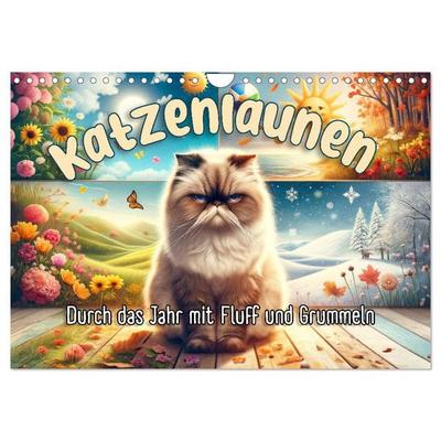 Katzenlaunen - Durch das Jahr mit Fluff und Grummeln (Wandkalender 2027 DIN A4 quer), CALVENDO Monatskalender