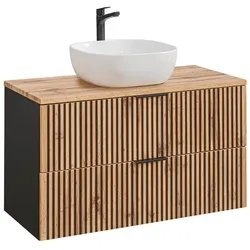 WASCHTISCH 100.6cm Gaia Holz in Eichenoptik und Schwarz