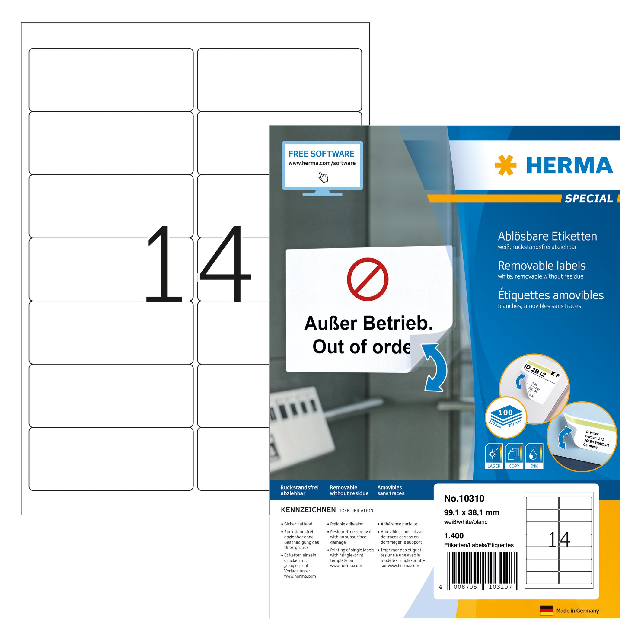 Herma Ablösbare Adressetiketten A4 (10310)