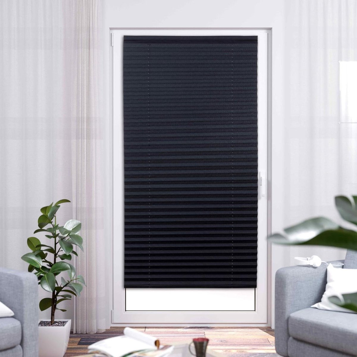 Zelfklevend plisségordijn Grijs - Raamdecoratie voor privacy - 40 x 210 cm