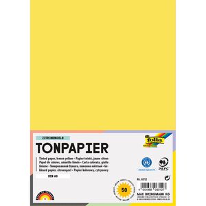 Folia Tonpapier 6312, A3, zitronengelb, 130g/m², 50 Blatt