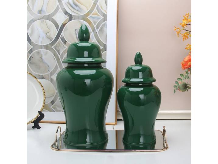 Pot de gingembre vert en céramique, ornements de comptoir, armoire de télévision, artisanat de décoration de salon, pot général, accessoires de fleurs