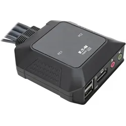 Eaton 2-Port DisplayPort 1.1/USB KVM Switch with Audio/Video Built-In Cables USB Periphera, KVM Switch, Schwarz