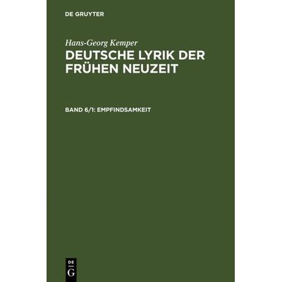 Empfindsamkeit, Gebundene Ausgabe von Hans-Georg Kemper, De Gruyter, 978-3-484-10571-3