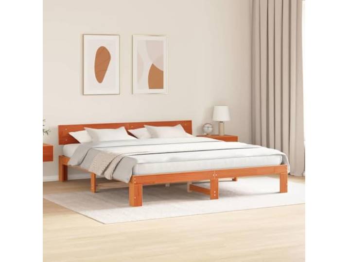 KTHLBRH Bett Kiefer massiv 180 x 200 cm braun Minimalistisches Design, robuste Struktur, geeignet für moderne Räume