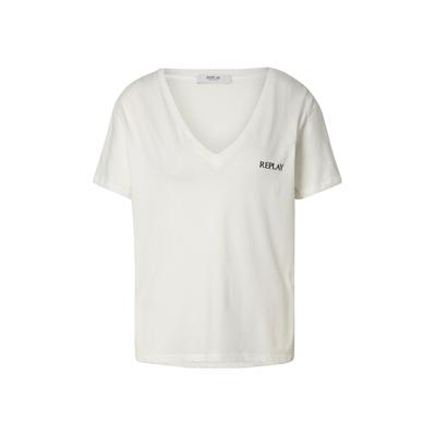 T-Shirt REPLAY "Replay T-Shirts FP", Damen, Gr. L, weiß (natural weiß), 100% Baumwolle, unifarben, normal, Rundhals, Shirts T-Shirt