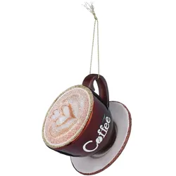 Holly & Jolly 1 Christbaumschmuck Glas 9,5cm Cappuccino Tasse Figur Weihnachtsbaum Anhänger Christbaumanhänger Weihnachtsbaumschmuck Weihnachtsdeko Winter Glasfigur