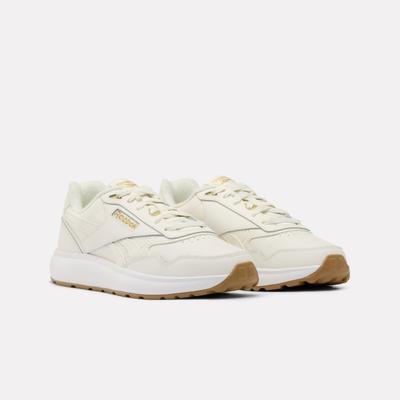 Sneaker REEBOK CLASSIC "REEBOK RUN LXS", Damen, Gr. 41, chalk, gold, weiß, Leder, Synthetik, Schuhe Sneaker
