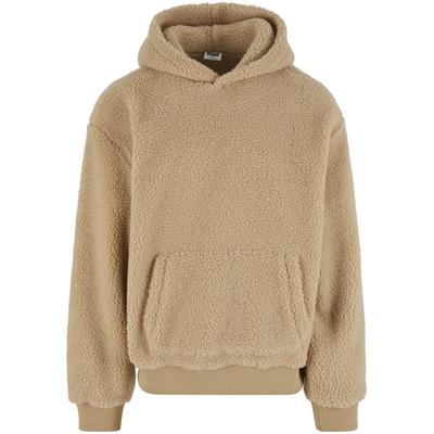 Kapuzenpullover URBAN CLASSICS "Urban Classics Oversized Teddy Hoody", Herren, Gr. L, beige (unionbeige), 100% Polyester, unifarben, ohne Ausschnitt, Pullover Kapuzenpullover
