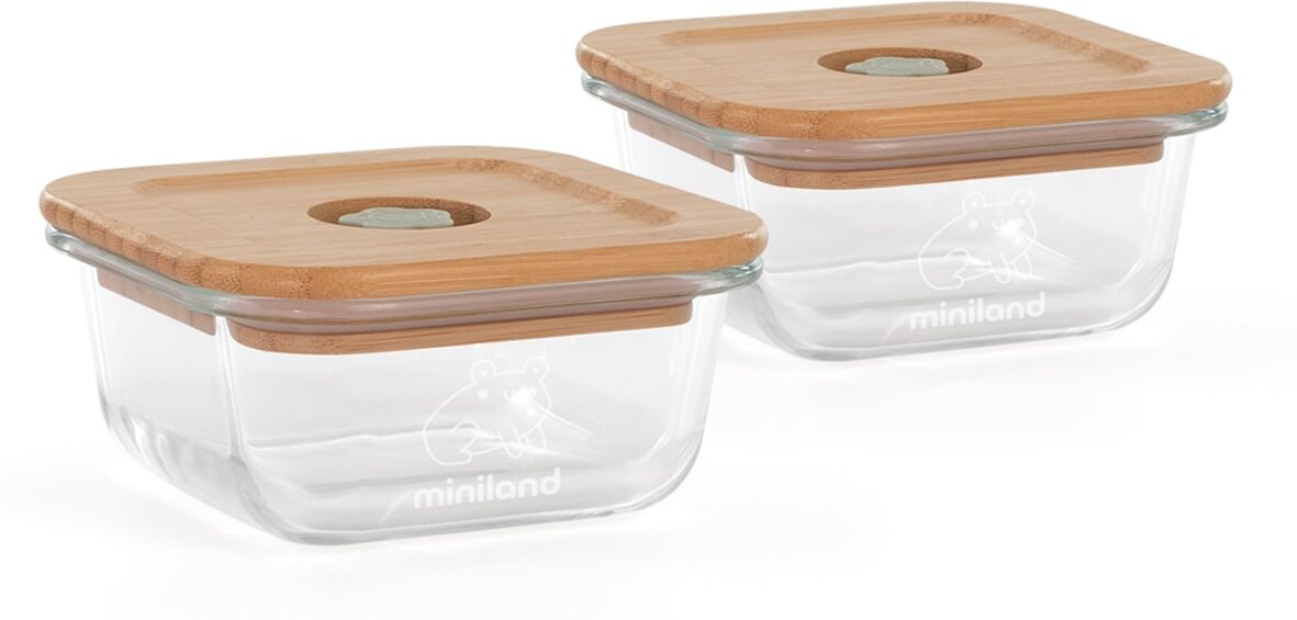 Miniland Recipiente conservación alimentos ecosquare cristal 2ud. Marrón claro niño