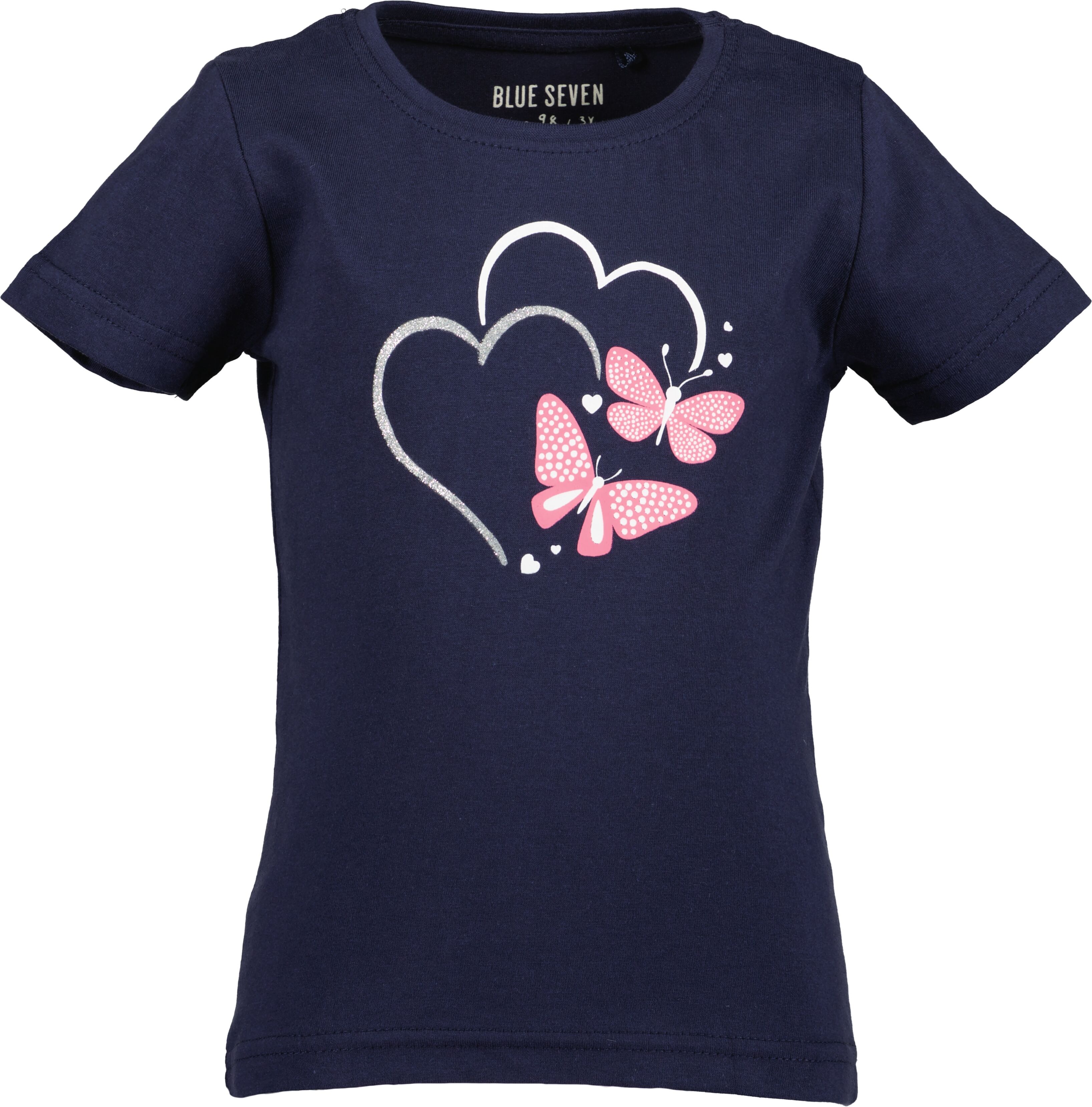 T-Shirt BLUE SEVEN, Mädchen, Gr. 110, multipack 3, Single Jersey, Obermaterial: 100% Baumwolle, bedruckt, normal, Rundhals, Shirts T-Shirt multipack 3 110