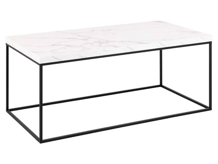 Couchtisch ACTONA GROUP Barossa, Wohnzimmertisch, Sofatisch, Steinoptik, rechteckig , weiß, B:110cm H:45cm T:55cm, Tische, Couchtisch, Moderner Scandi-Stil, schwarze Stahlgestell, Mehrere Varianten