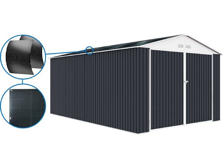 Garage métal  Houston - 15,36 m² Avec panneau solaire - Anthracite