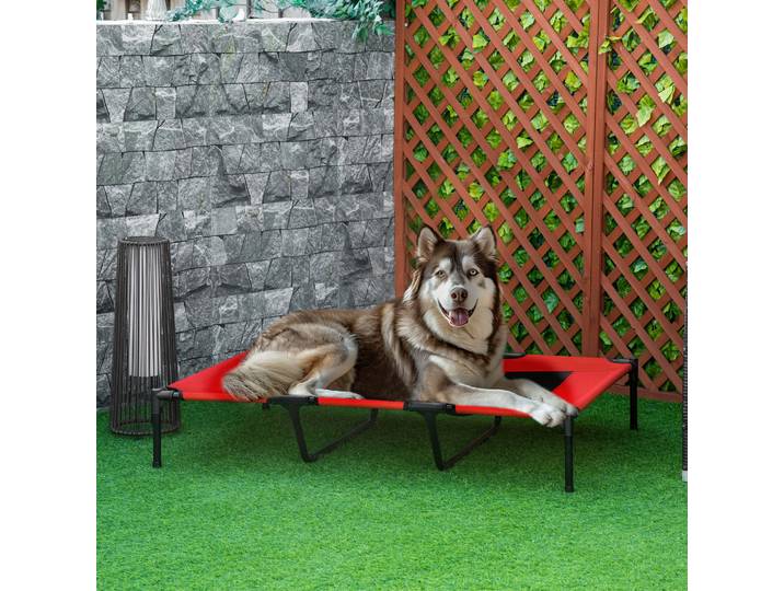 PawHut Lit Chien XXL Sur Pieds 122x92x23cm Rouge