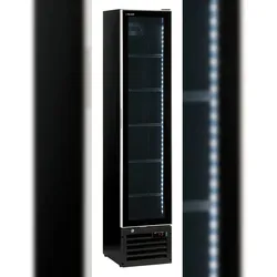 KLIMAITALIA Getränke-Kühlschrank mit Rührer. Infinity-Glastür und LED-Lichter. Elektronischer Temperaturregler. Temperatur 0°C/+10°C. THINCOOLERBLACK