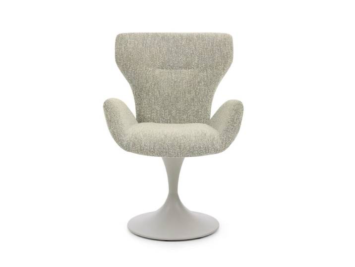 Musterring JustB! SP150 Schalensessel - in verschiedenen Bezugs-und Gestellvarianten - Jaquard Lodge grey - Tulpenfuß Metall Lack seidengrau - inkl. Drehfunktion Drehfunktion, Rückholfunktion Modern, Skandinavisch