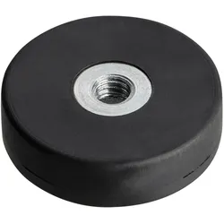 Gummierte Magnete mit Innengewinde schwarz  | 22 mm, Neodym, Gummi, Stahl