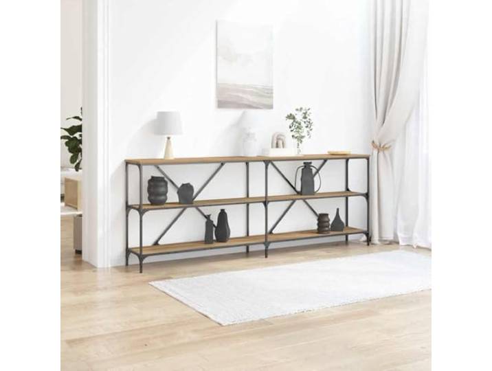 Konsolentisch Artisan Eiche 200 x 30 x 75 cm Holz Regale aus Brettern im Lieferumfang enthalten, minimalistisches Design, glattes und poliertes Holz, Flure und Wohnzimmer
