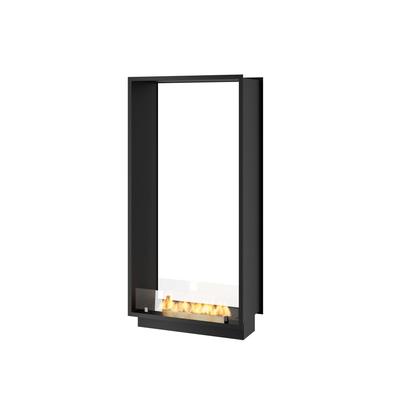 SOLOLED Bioethanol-Kamin 2Side 1400 Slim Vert Einbau mit zwei Fronten - Mattschwarz, mit Glas, 1,2L Brenner, Modernes Design