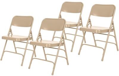 Hampden Furnishings Bernadine Collection All Metal Triple Brace Folding Chair, Pack of 4