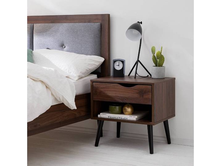 Nachtkommode 1 Schublade 50 x 49 x 39cm Braun/Walnuss Dekor