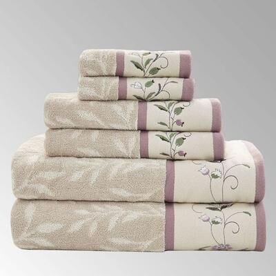Jla Home/Bed Floral Serenity Bath Towel Set Lavender Six Piece Set, Six Piece Set, Lavender