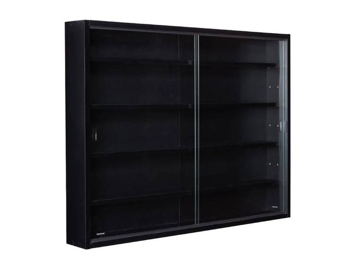 Vitrine Murale Noire 80x60 cm en Verre pour Figurines et Collection - Étagère Murale Idéale pour Présenter vos Pièces Préférées