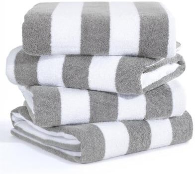 American Soft Linen, Premium Cotton 4 Pack Beach Towels, 30 x 60 Cabana Striped Pool Towels