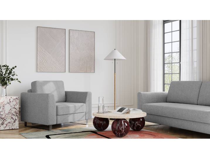 BRUNO Schlafsessel 70cm in Silber Grau praktische Größe stabiles Massivholz & Boxspringkomfort
