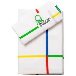 Benetton - 3-teiliges Bettwäscheset (Spannbettlaken 90 x 200 + 30 cm, Arbeitsplatte 160 x 240 cm, Kissenbezug 45 x 110 cm)
