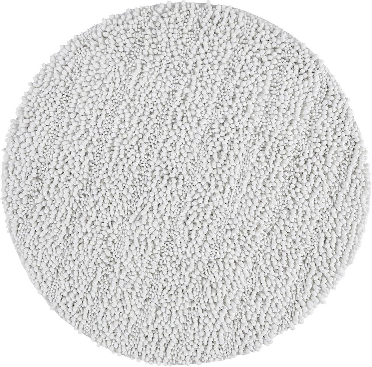 Zachte ronde badmat van hoge pool chenille met antislip in sneeuwwit