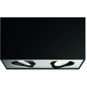 Philips Deckenstrahler Box WarmGlow, mit LED, 2-flammig, schwarz, schwenkbar, warmweiß