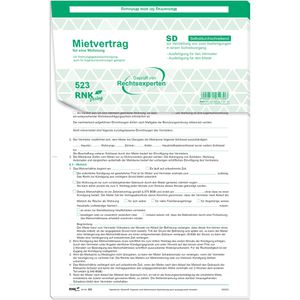 RNK Mietvertrag 523/10, DIN A4, für Wohnungen, selbstdurchschreibend, 10 Stück