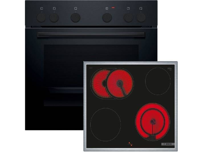 BOSCH Elektro-Herd-Set HEF010BA1, mit nachrüstbar, Schnellaufheizung, Halogen-Innenbeleuchtung, Restwärmeanzeige