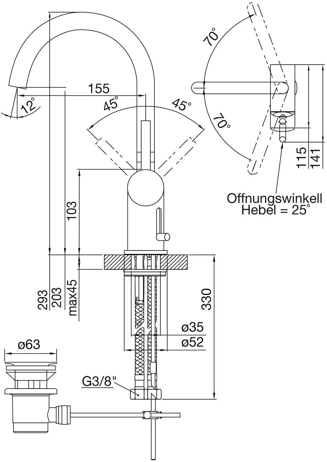 Steinberg Serie 100 Waschtisch-Einhebelmischbatterie