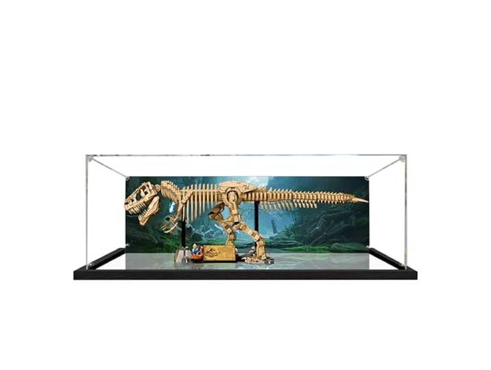 Acryl-Vitrine für Lego 76968 Dinosaurier Fossil: Tyrannosaurus Rex Modell, 3 mm staubdichte Schaukasten, Vitrine kompatibel mit Lego 76968 (Modell nicht im Lieferumfang enthalten) (Hintergrundbau +