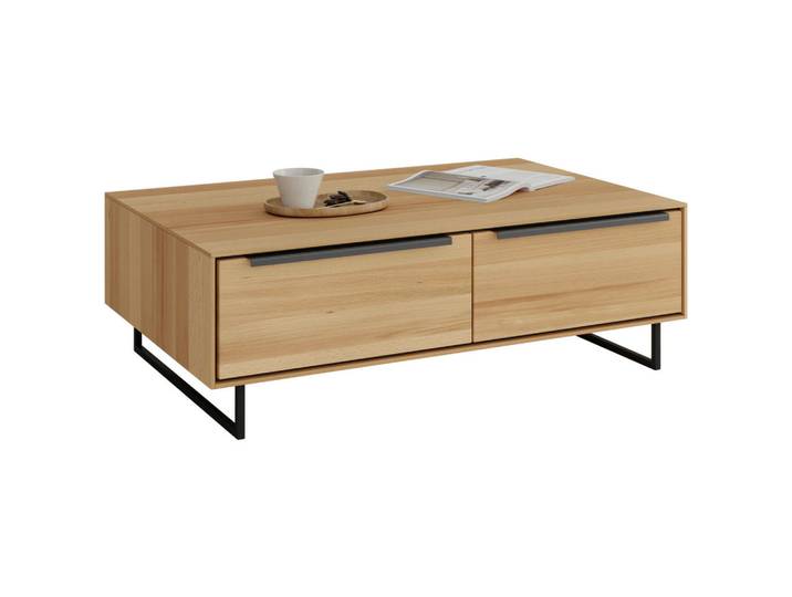 Livetastic Couchtisch Brunei, Buche, Holz, Buche, furniert, massiv, 2 Schublade(n) Schubladen, rechteckig, U-Form, 70x40x110 cm, Stauraum, offenes Fach, einfacher Aufbau, Wohnzimmer, Wohnzimmertische, Couchtische, Couchtische mit Stauraum
