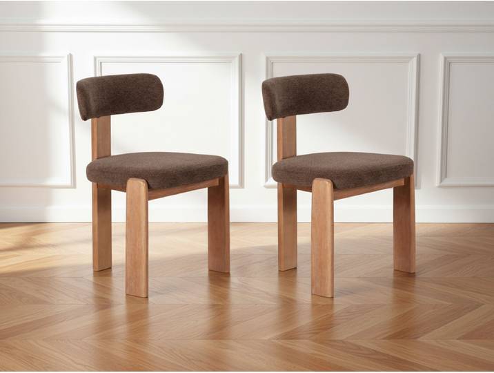 Lot de 2 chaises TANYA chêne massif et tissu texturé