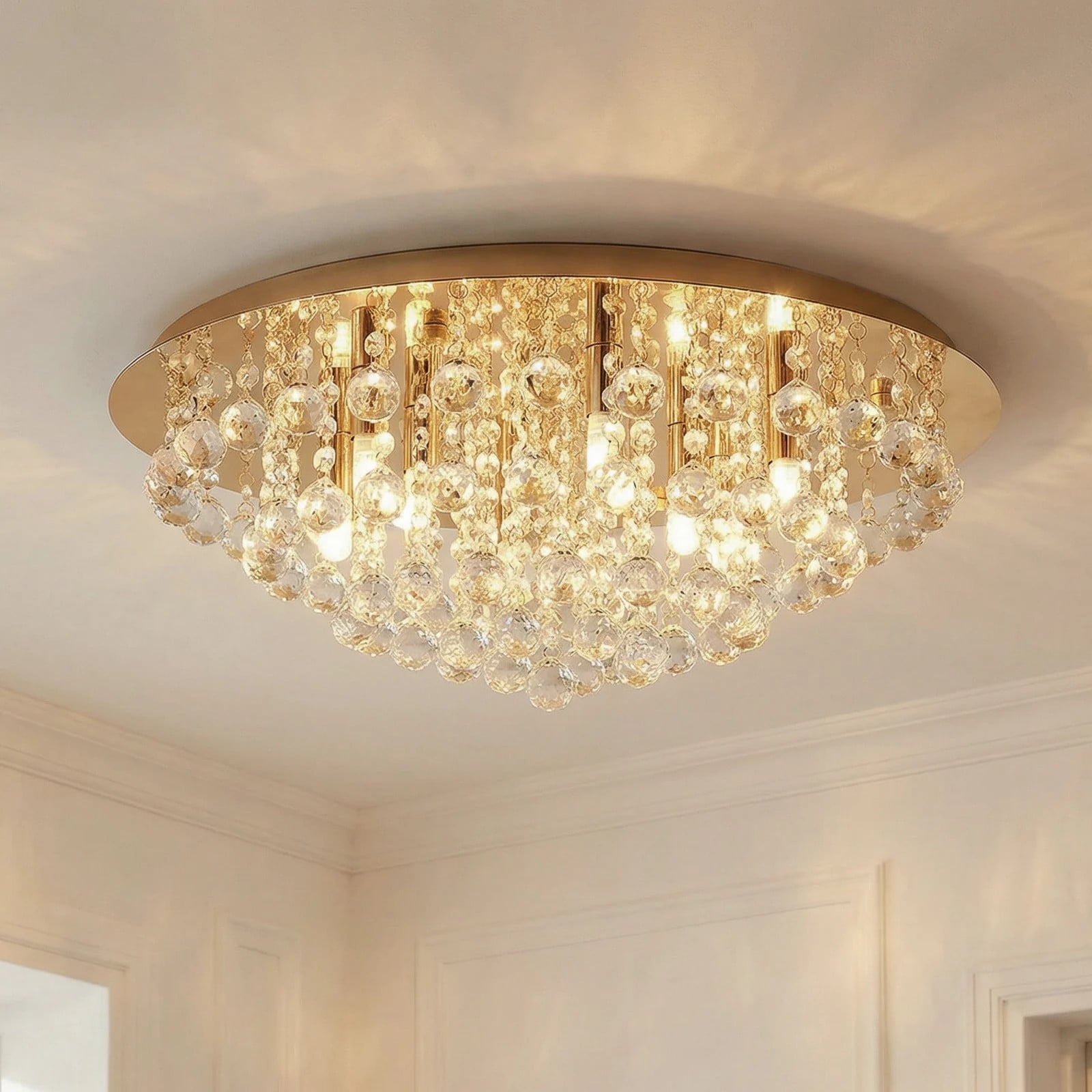 Lindby Gillion Plafondlamp - Goud/Messing - Kristal - Dimbaar
