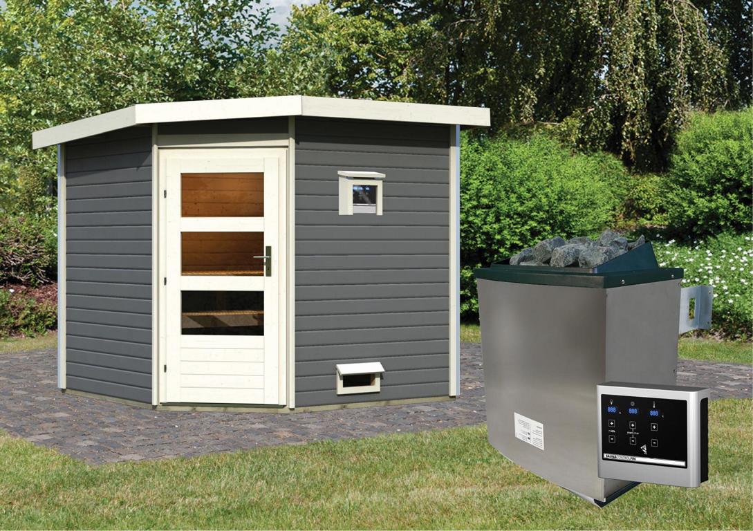 KARIBUHOLZT SH Heikki, 9kW ext.Strg. moderne Tür, terragrau 16913576