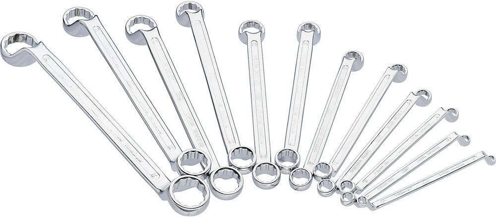 Doppel-Ringschlüsselsatz, 12-teilig, verchromt, poliert, DIN838 VIGOR