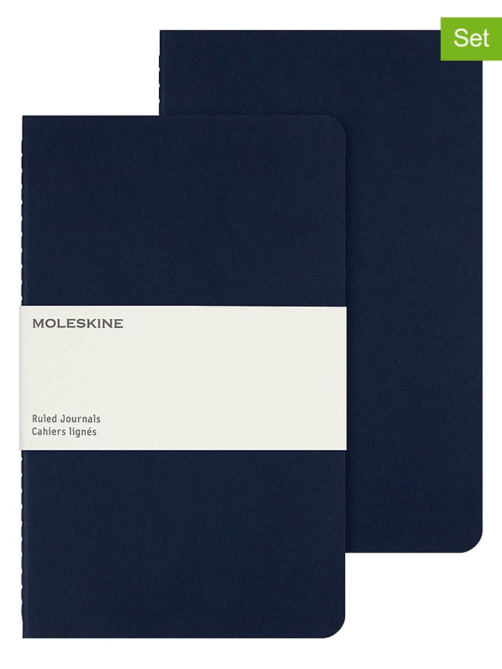 Moleskine 2er-Set: Linierte Notizbücher in Dunkelblau - onesize