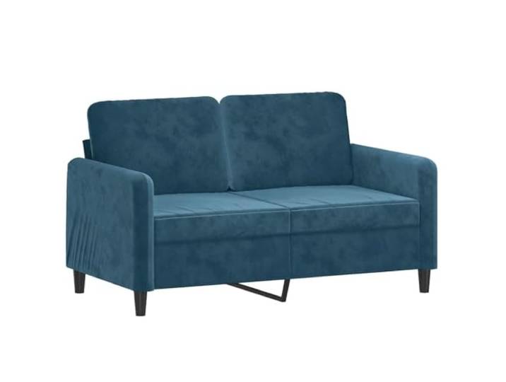 KTHLBRH 3-teiliges Sofaset aus blauem Samt mit Fußstütze 2-Sitzer: 198 cm, Gestell aus Sperrholz, Schaumstoff, 9 Kissen inklusive