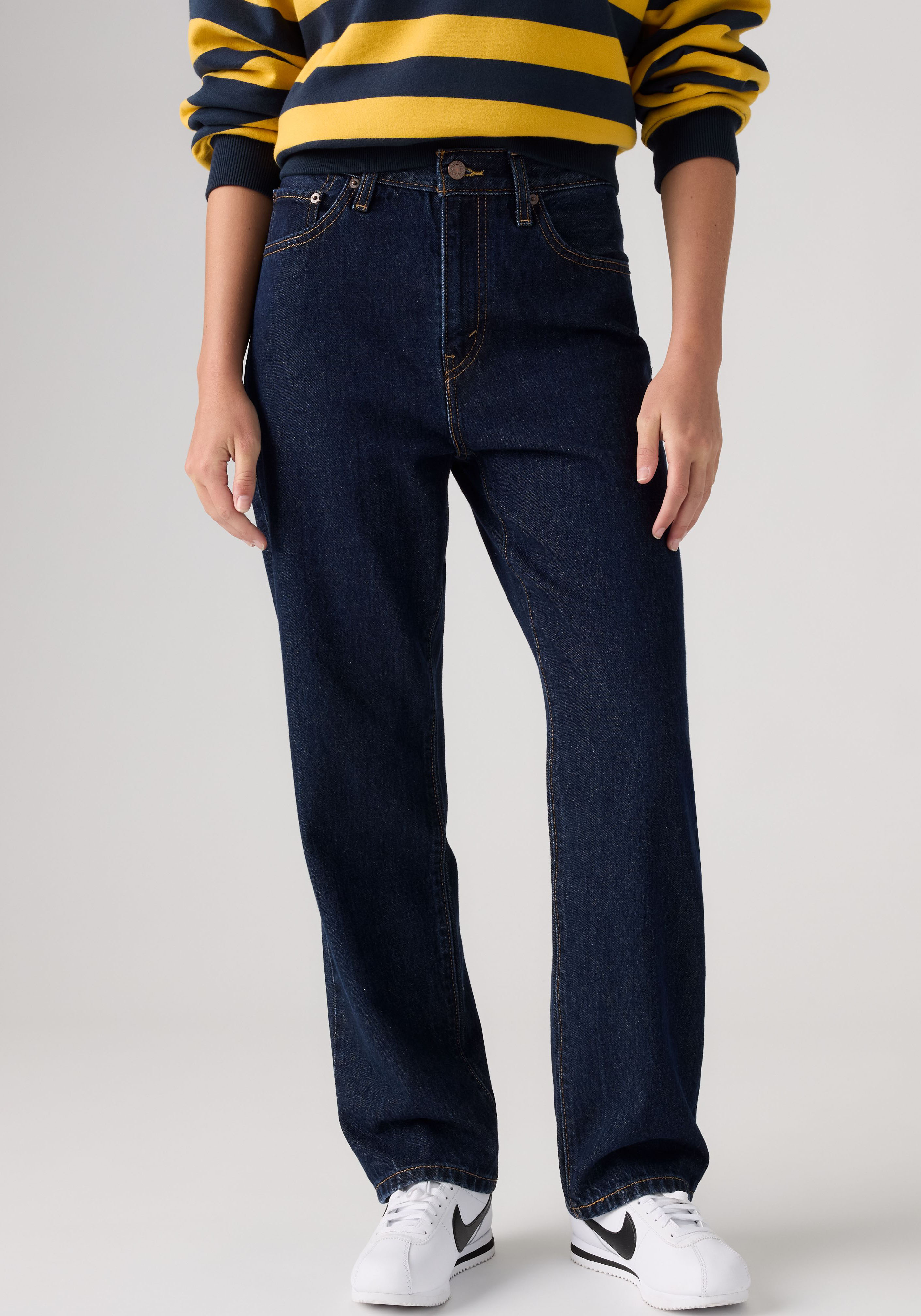 Dad-Jeans LEVI'S "EASY DAD", Damen, Gr. 26, Länge 30, blau (shaded view), Denim/Jeans, Obermaterial: 100% Baumwolle, regular fit lang, Jeans Dad-Jeans, im Five-Pocket Style shaded view 26, Länge 30