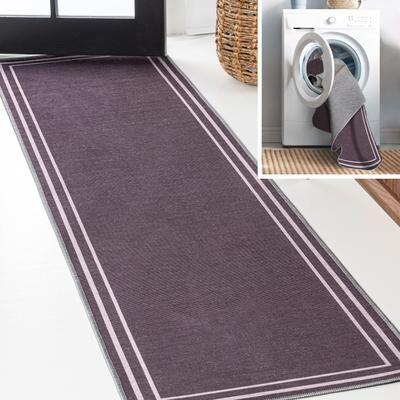 JONATHAN Y Ainsley Classic 2-Stripe Border Washable Area Rug