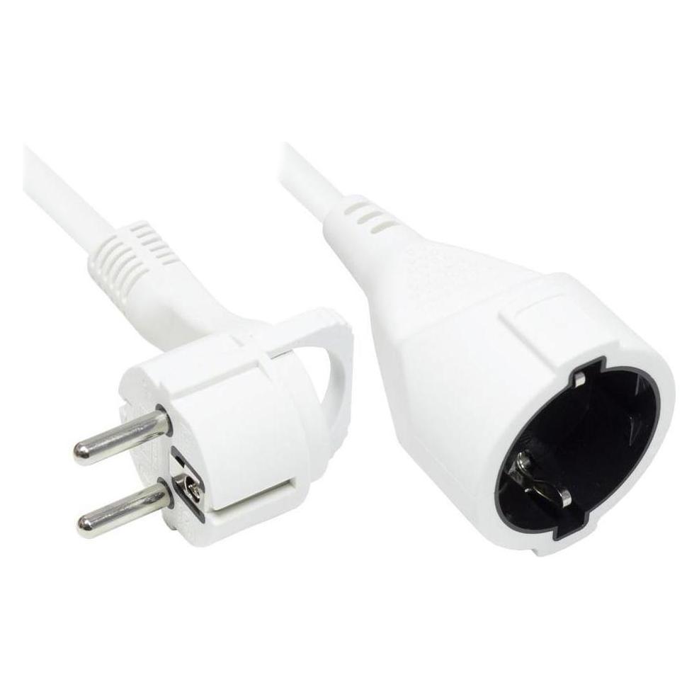 Varia Verlängerung Schutzkontakt-Flachstecker Typ E+F (gewinkelt) an Buchse Typ F, weiss, 1,50 mm², 2 m (2 m, Typ 25) (417273)